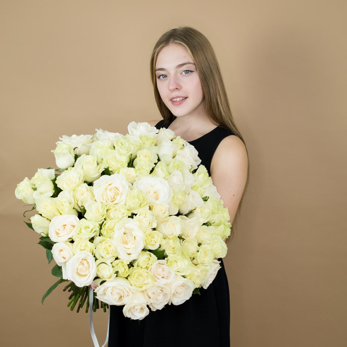 Белые розы 40 см 