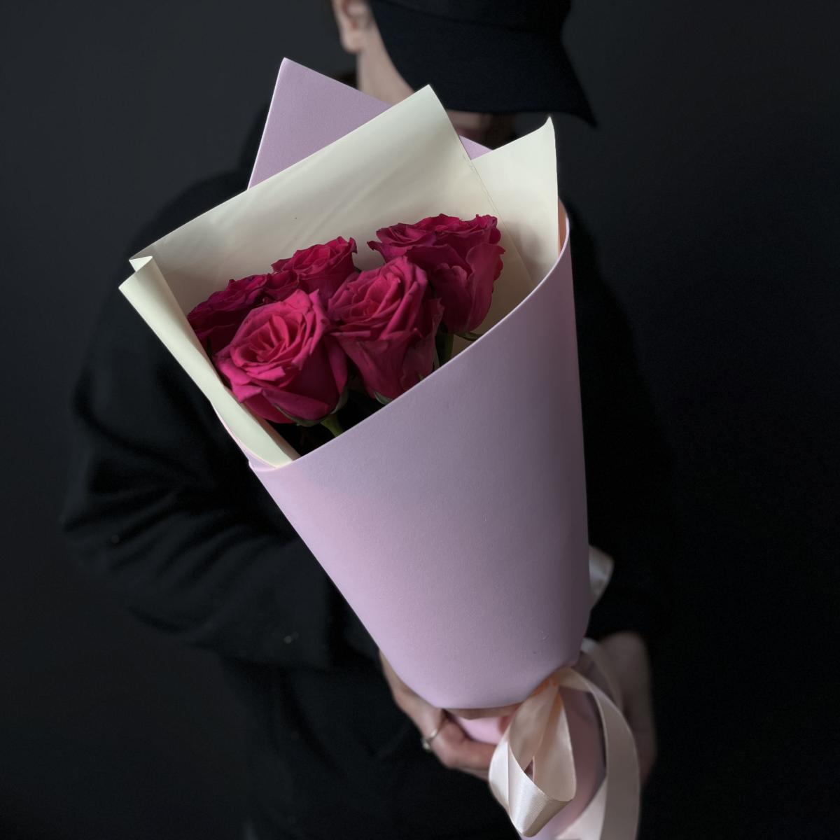 Розовая роза 40 см (Эквадор)